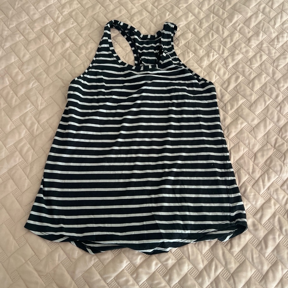 lululemon athletica Black and White Striped Racerback Tank